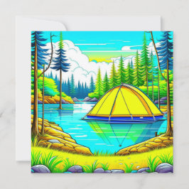 La flotación de carpas en el lago Camping tema