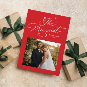 La foto de Navidad de recién casados más alegre