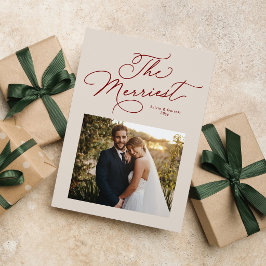 La foto de Navidad más alegre de recién casados en