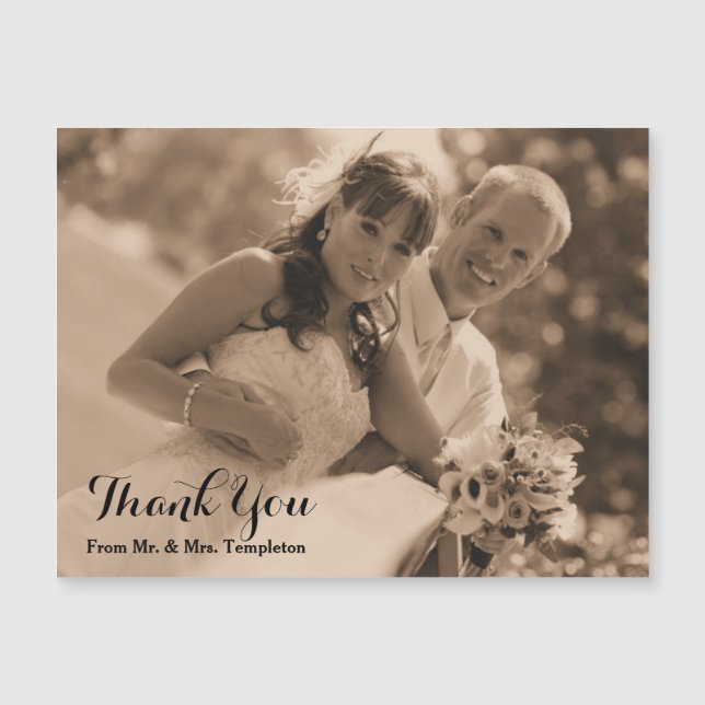 La foto magnética de la boda le agradece (Anverso)