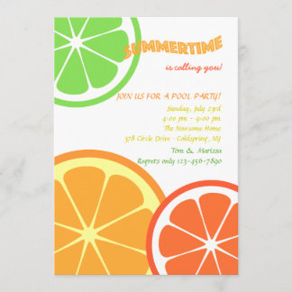 La fruta cítrica del verano corta la invitación