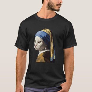 La Gata con una Perla Pendiente Camiseta Divertida