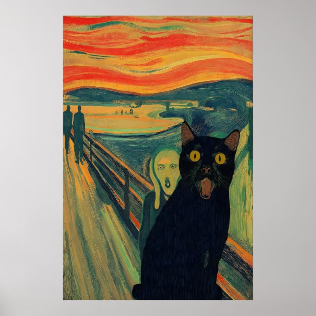 La Gata El Grito Impresión De Arte Giclée De Gato  (Frente)