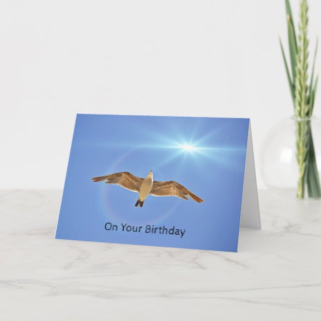 La gaviota volando alto en la tarjeta de cumpleaño (Anverso)
