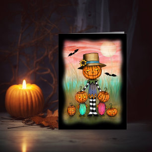La gente de la calabaza Tarjeta de arte adorable d