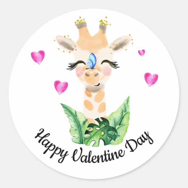 La Giraffe Y El Pegatina De San Valentín Mariposa (Anverso)