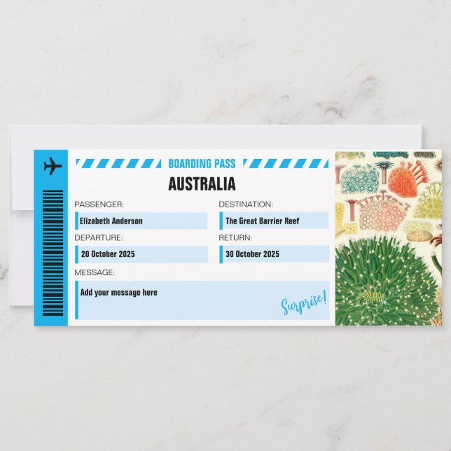 La Gran Barrera de Coral Surprise Ticket (Anverso)