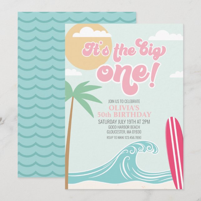 La Gran Invitación de Cumpleaños de Playa Rosa (Anverso / Reverso)