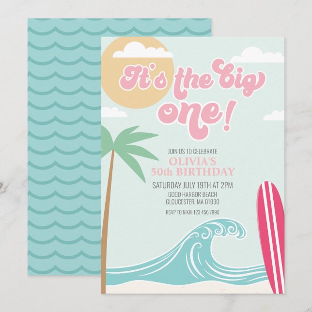 La Gran Invitación de Cumpleaños de Playa Rosa (Anverso / Reverso)