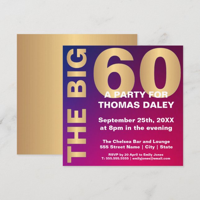 LA GRAN INVITACIÓN DEL CUMPLEAÑOS 60 (Anverso / Reverso)