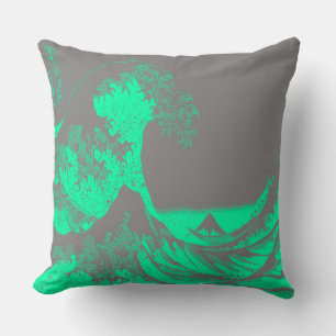 La Gran Ola Almohada Verde y Gris Espuma de Mar