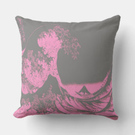 La gran ola de almohada rosa y gris