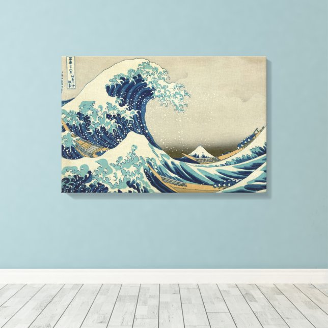 La gran ola de Hokusai, el arte de bloques de made (Insitu (piso de madera))