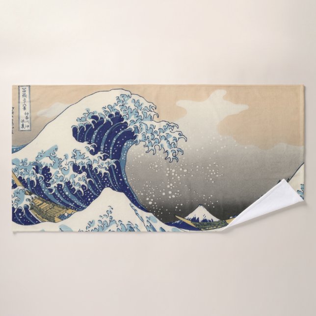 La gran ola de Kanagawa Hokusai (Toalla de baño)