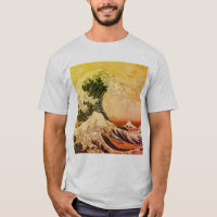 La gran ola de la camiseta de Kanagawa (神 奈 川 沖 裏)