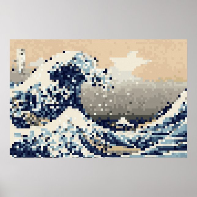 La Gran Ola frente a Kanagawa 8 Bit Arte de Pixel (Frente)