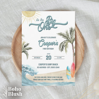 La Gran Ola Invitación de Cumpleaños de Surf
