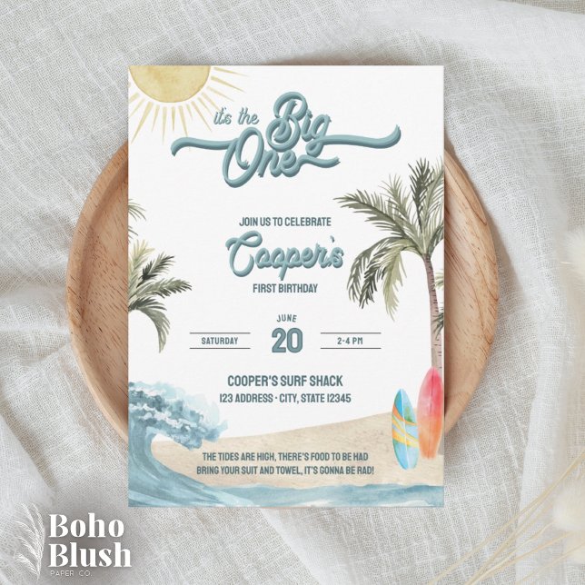 La Gran Ola Invitación de Cumpleaños de Surf (Subido por el creador)