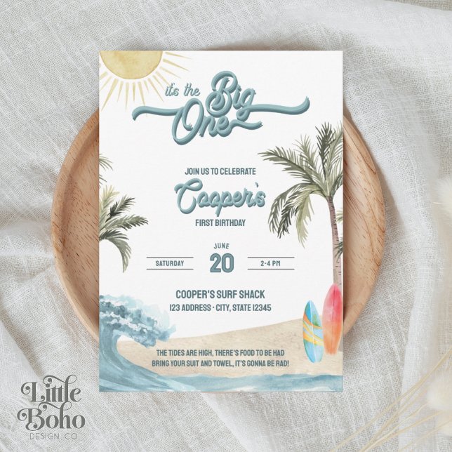 La Gran Ola Invitación de Cumpleaños de Surf (Subido por el creador)