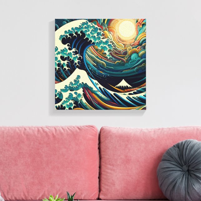 La gran ola, la ola de la impresión de canvas Kana (Insitu (Sala de estar))