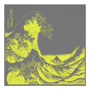 La gran ola Poster amarillo y gris