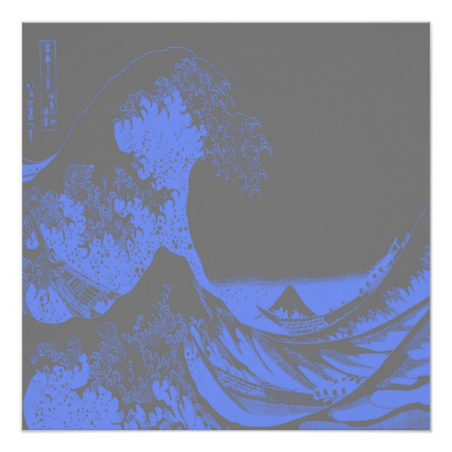 La gran ola Poster azul y gris (Anverso)