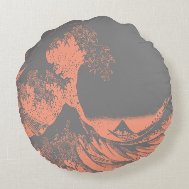 La gran ola redonda de almohada y gris (Reverso)