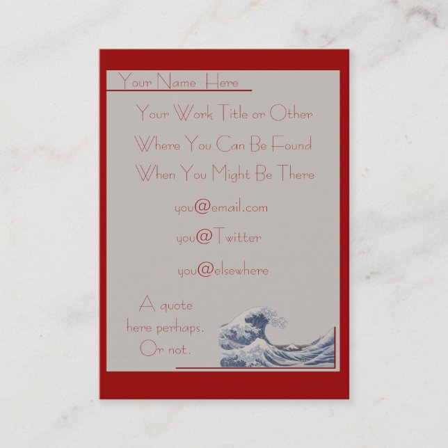 La gran onda de la tarjeta de visita de Kanagawa (Anverso)