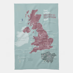 La gran toalla de té británica del mapa de la