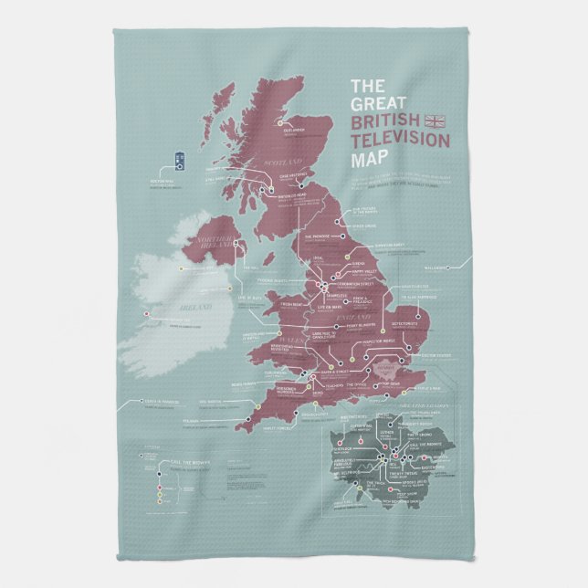 La gran toalla de té británica del mapa de la (Vertical)