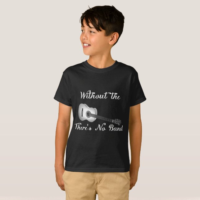 La guitarra acústica embroma la camiseta de Hanes (Anverso completo)