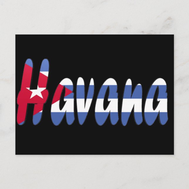 La Habana, tarjeta postal con bandera cubana (Anverso)