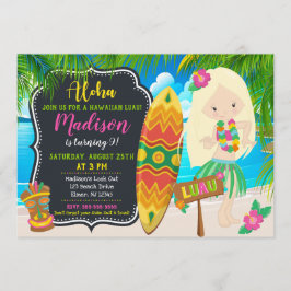 La hawaiana de la invitación del cumpleaños de