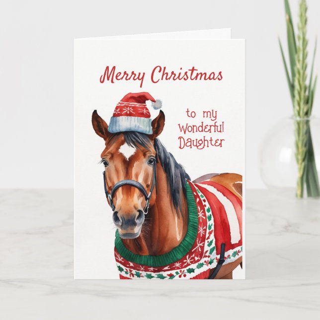 La hija divertida navidad ama a los caballos (Anverso)
