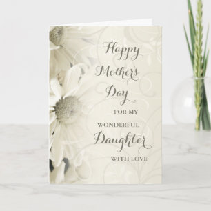 La hija floral blanca feliz tarjeta del día de la 