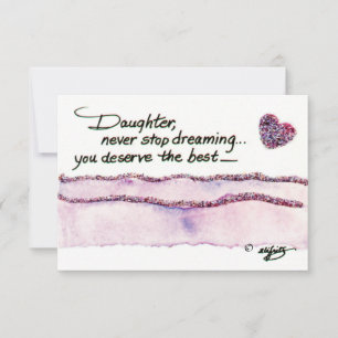 La hija nunca deja de soñar pintando tarjeta plana