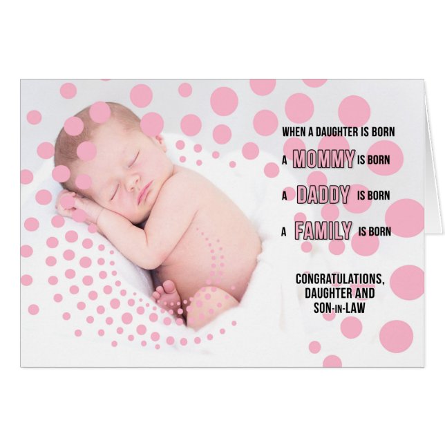 La hija y el hijo en la ley, niña bebé felicitacio (Anverso (Horizontal))