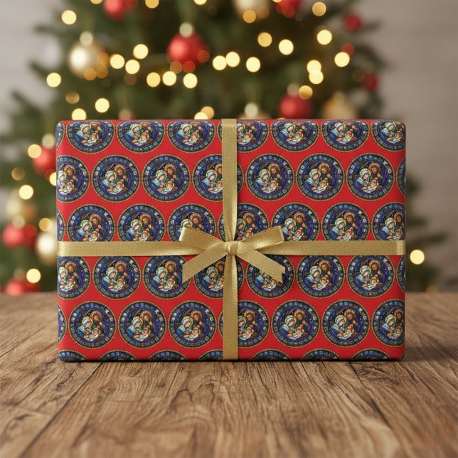 La historia de los Navidades - Papel envuelto rojo (The Christmas Story - Red Wrapping Paper)