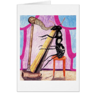 La hormiga Daphne toca la arpa