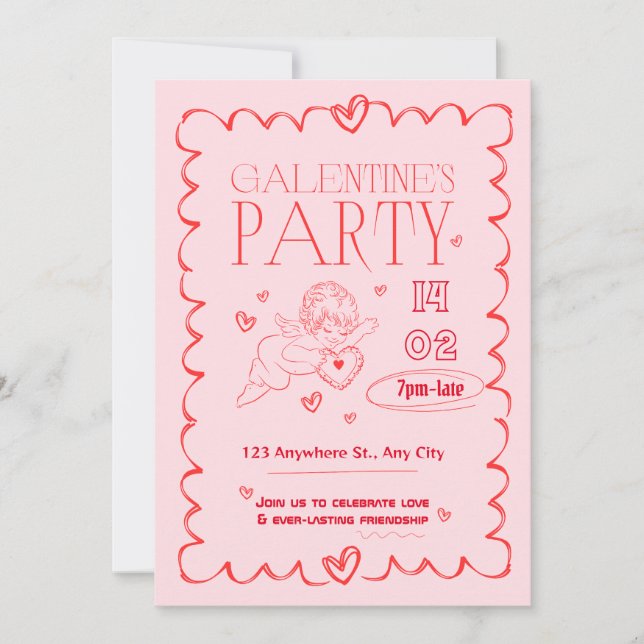 La idea de la invitación por el día de Galentine (Anverso)