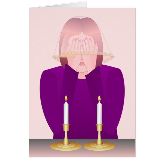 La iluminación Shabbat mira al trasluz la tarjeta (Frente)