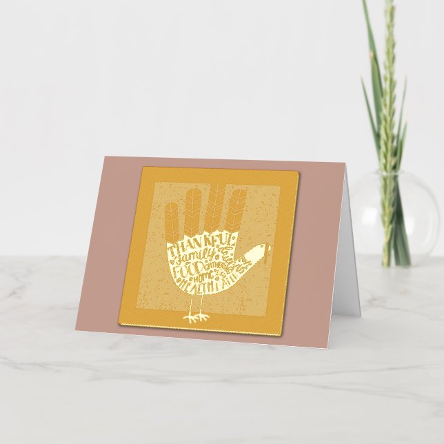 La ilustración juguetona del pavo de Acción de Gra (Anverso)