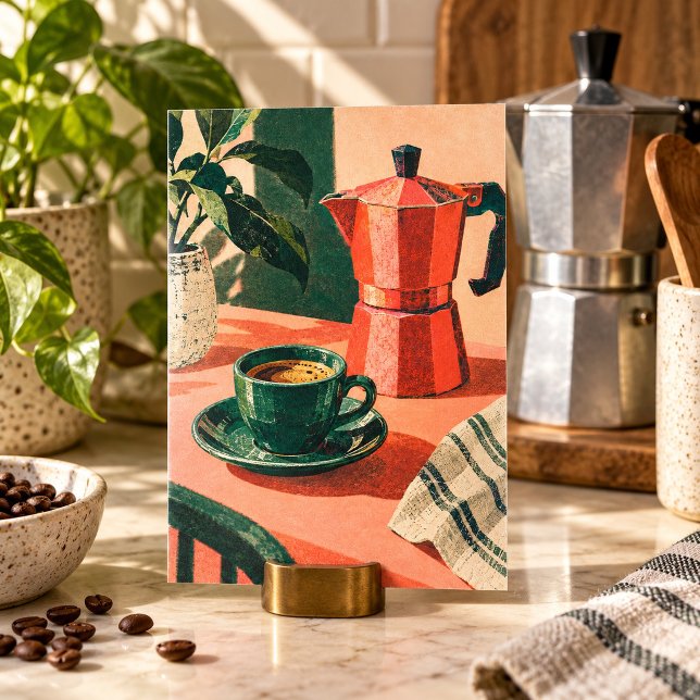 La impresión artística de Espresso Verde (4 x 6 inch unframed semi-gloss print. Flat printed artwork. Styled scene; props not included.)
