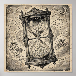 La impresión artística del reloj de arena de las a
