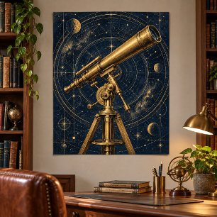 La impresión artística del telescopio de latón