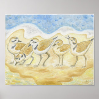 La impresión de arte Five Plovers on the Beach