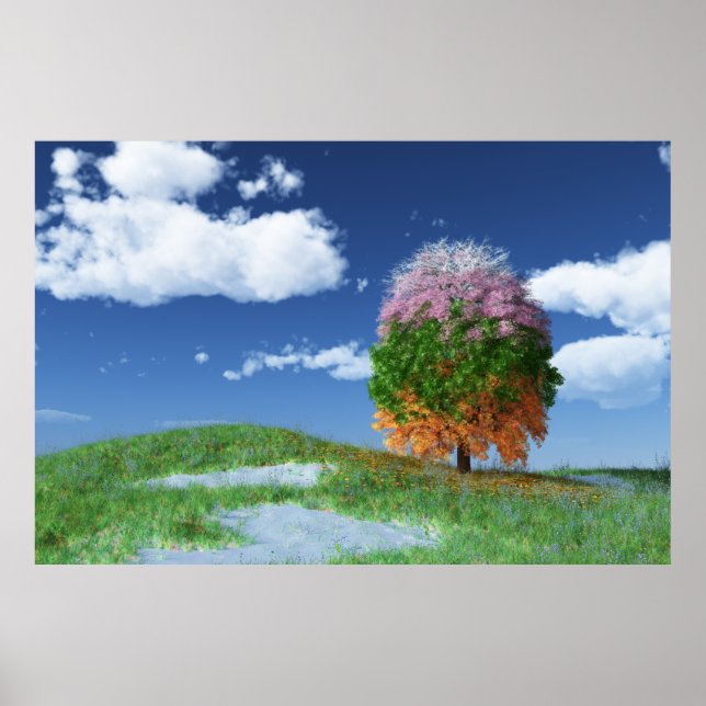 La impresión del árbol de temporada (Frente)