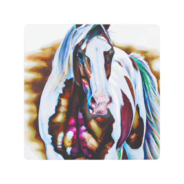 La impresión Metalizado del caballo de pintura (Anverso)