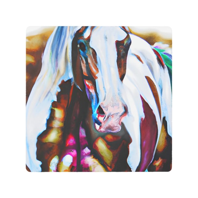 La impresión Metalizado del caballo de pintura (Anverso)