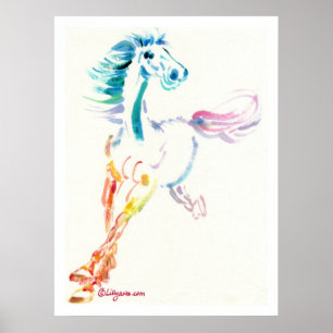 La impresión y el poster del caballo que retozan